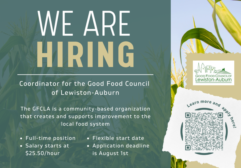 Good Food Council of Lewiston-Auburn media post: hiring announcement.