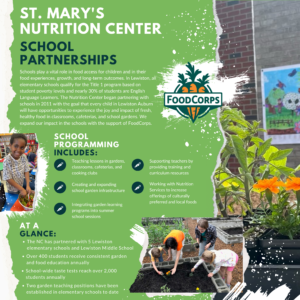 St. Mary's Nutrition Center: School Partnerships infographic.